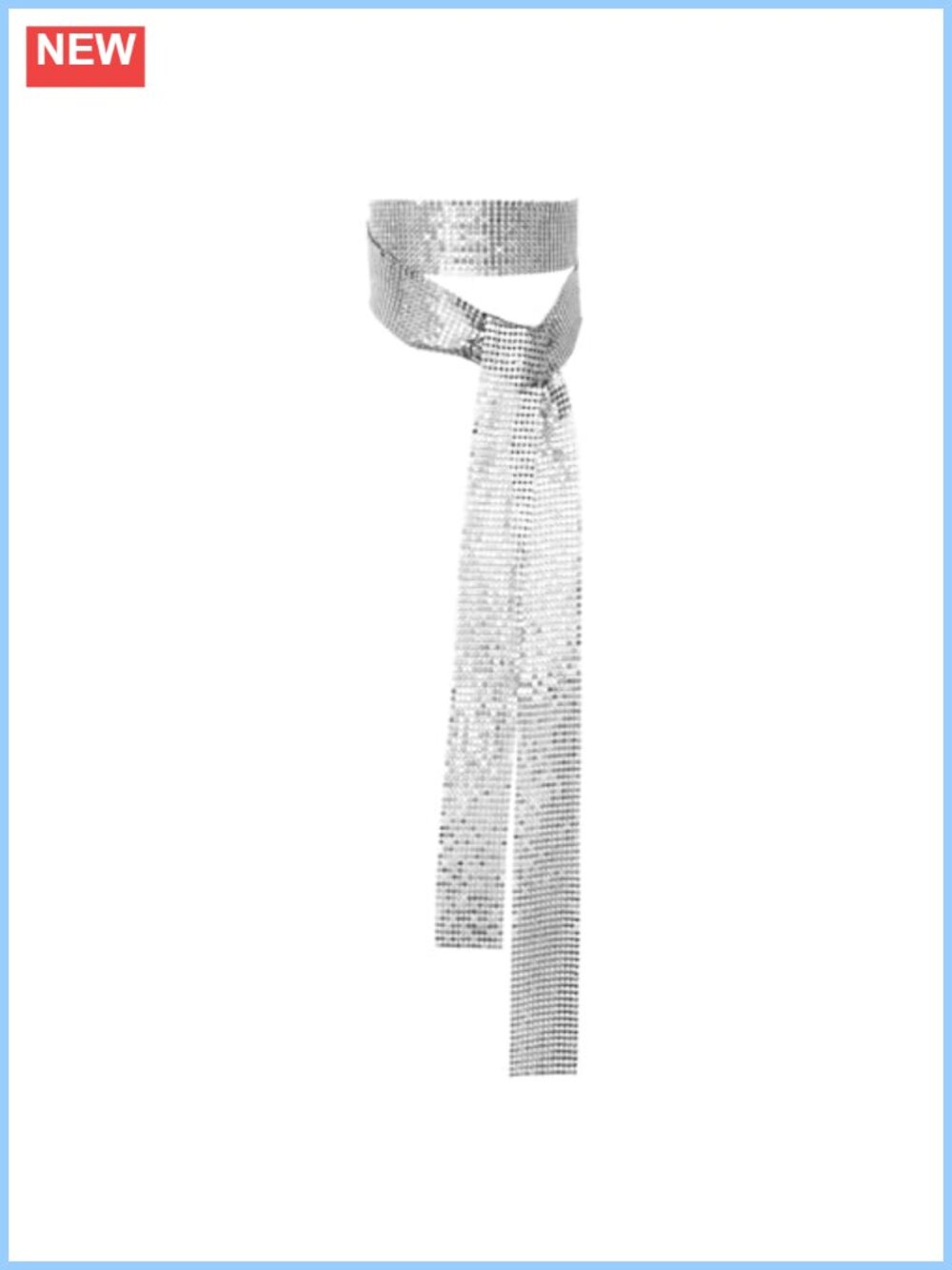 Sequin Necktie for Women Rhinestone Sparkly Skinny Scarf